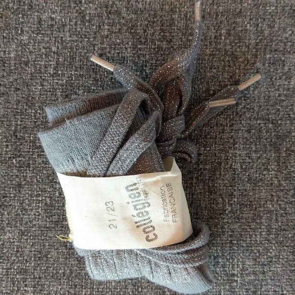 NWT Collegien Victoire Glitter Ribbed Crew Socks With Shoelace - Picture 10 of 16